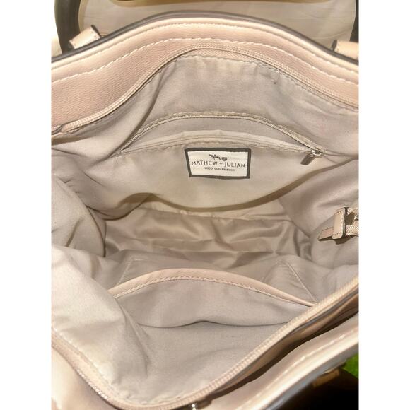 Mathew & Julian ivory cream large  leather tote bag purse - Picture 5 of 6